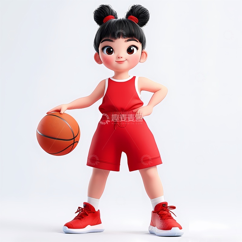 高清大图下载【趣麦麦图】卡通篮球女孩运动插画