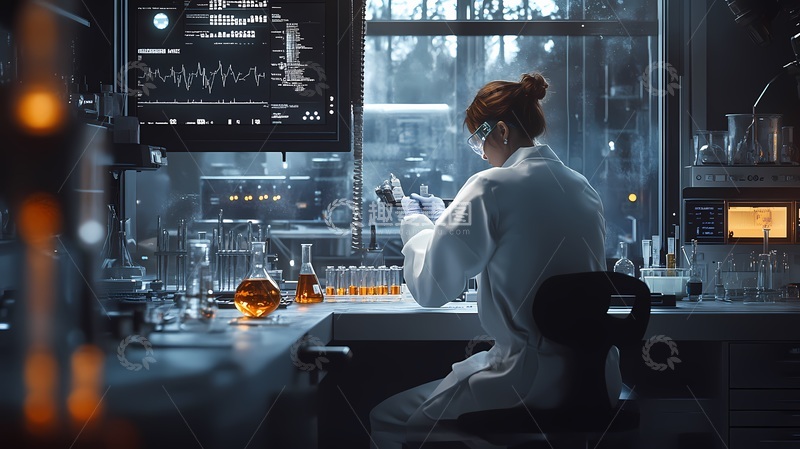 高清大图下载【趣麦麦图】实验室女科学家工作图