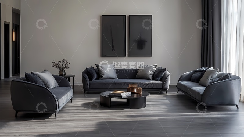 高清大图下载【趣麦麦图】现代风格客厅沙发设计展示