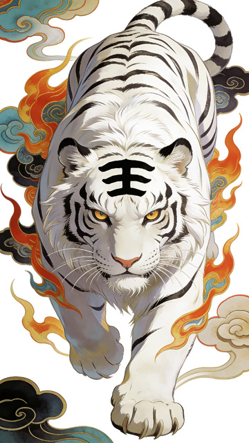 白虎神话艺术插画