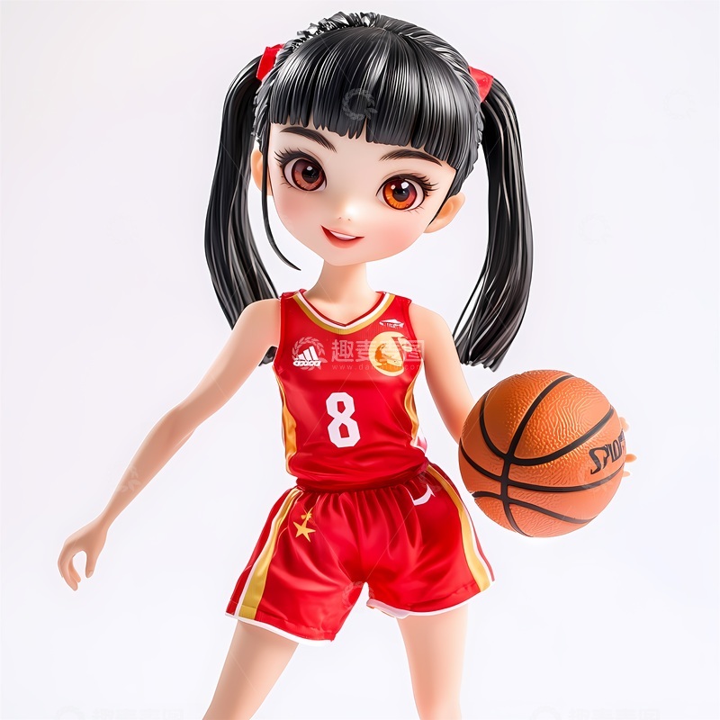 高清大图下载【趣麦麦图】篮球少女动漫风格运动装玩偶