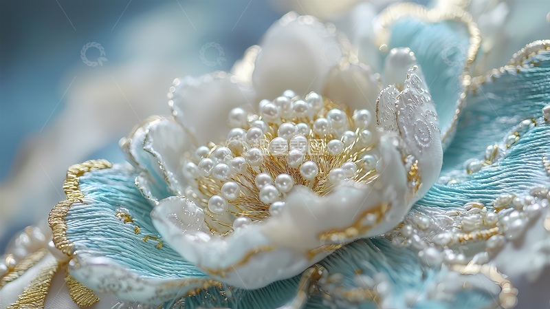 高清大图下载【趣麦麦图】精致花卉刺绣工艺品特写