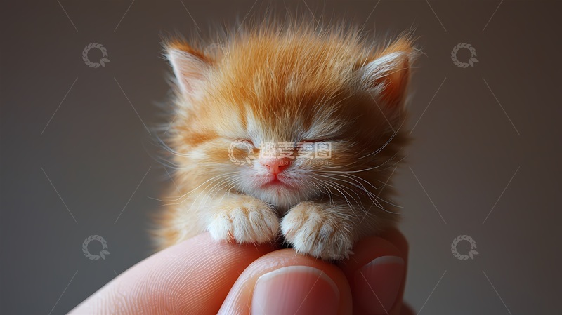 高清大图下载【趣麦麦图】橘色小猫闭眼特写