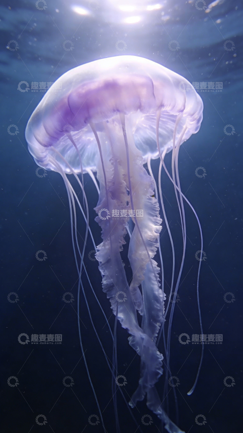 高清大图下载【趣麦麦图】水下紫色水母摄影图片