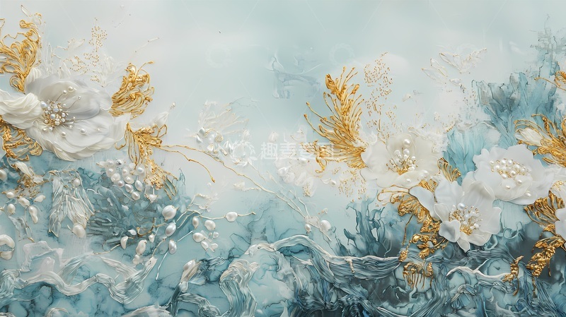 高清大图下载【趣麦麦图】梦幻花卉水彩画壁纸