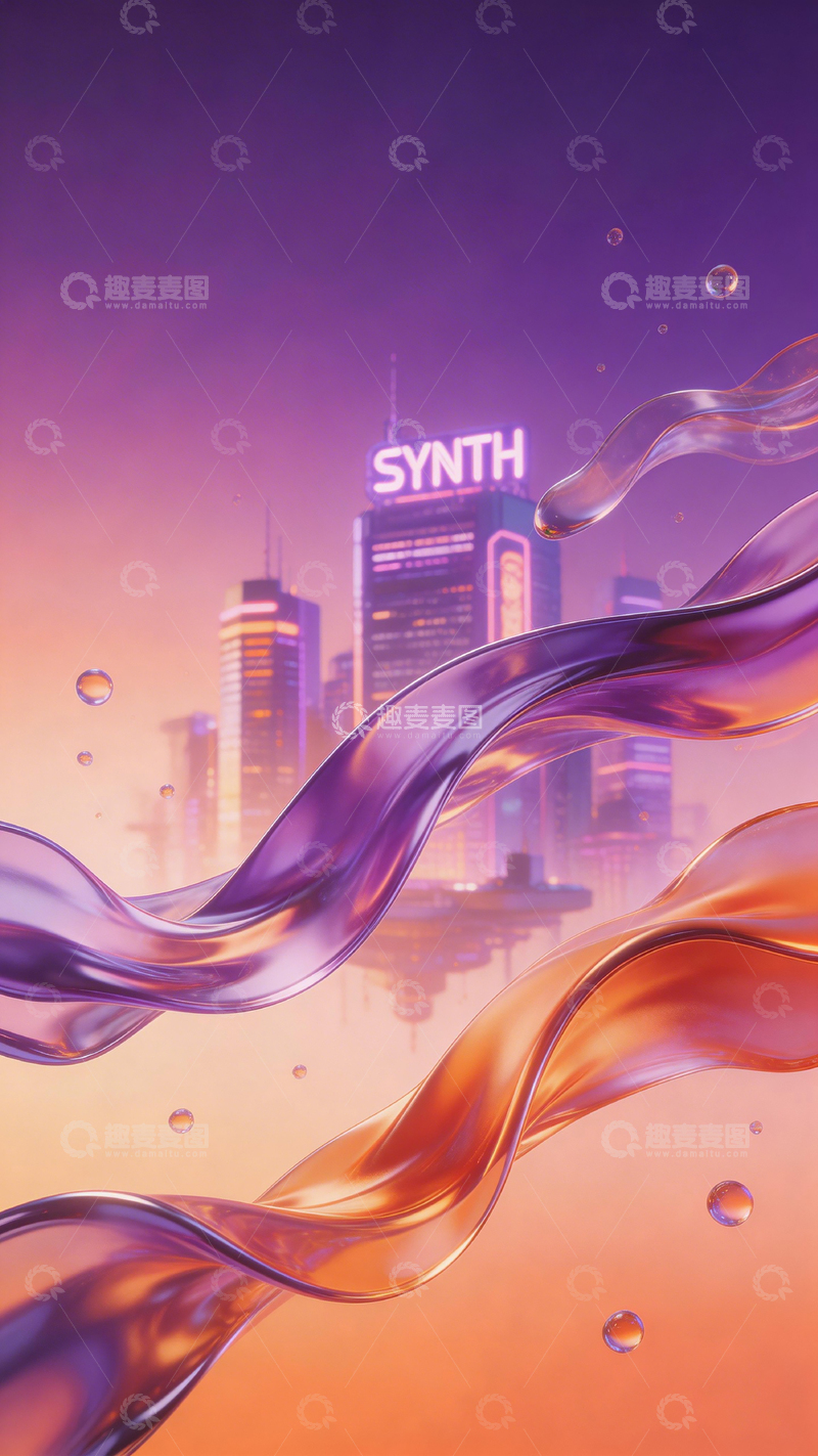 高清大图下载【趣麦麦图】未来都市流动光影艺术