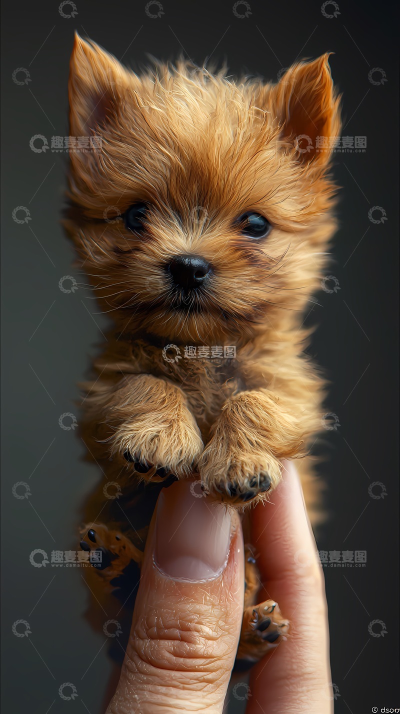 高清大图下载【趣麦麦图】可爱小狗手指比大小