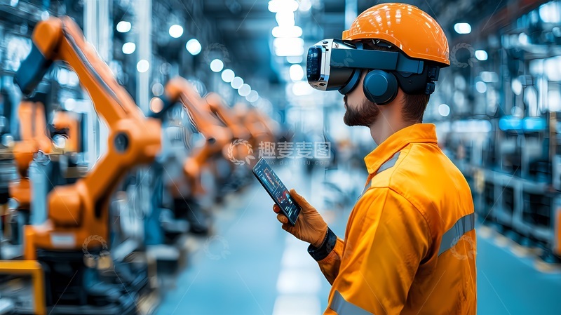 高清大图下载【趣麦麦图】工业VR技术工人操作场景
