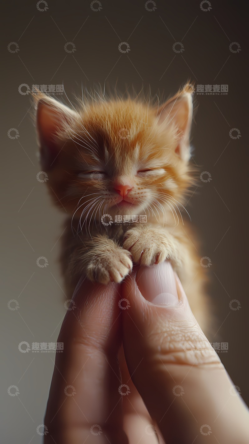 高清大图下载【趣麦麦图】温馨小猫与手指互动摄影