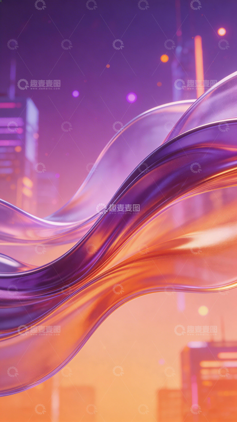 高清大图下载【趣麦麦图】未来感城市流动光线艺术