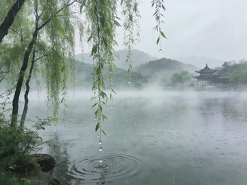 烟雨江南古亭风景