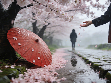 雨中樱花浪漫诗意摄影