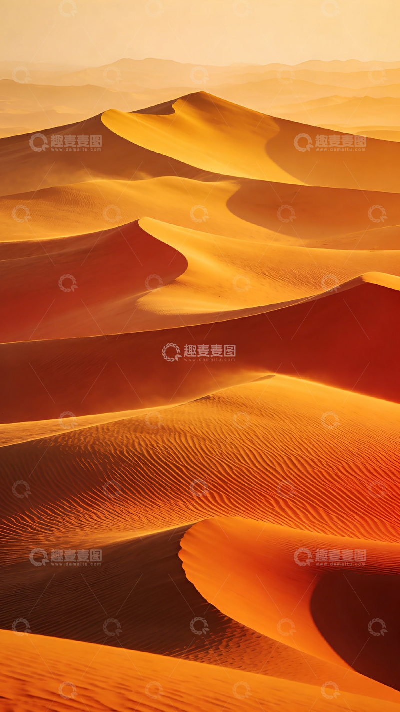 高清大图下载【趣麦麦图】【标题】沙漠落日沙丘风光摄影图片