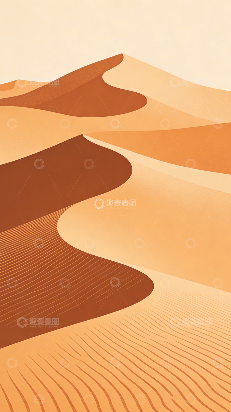高清大图下载【趣麦麦图】沙漠沙丘艺术插画