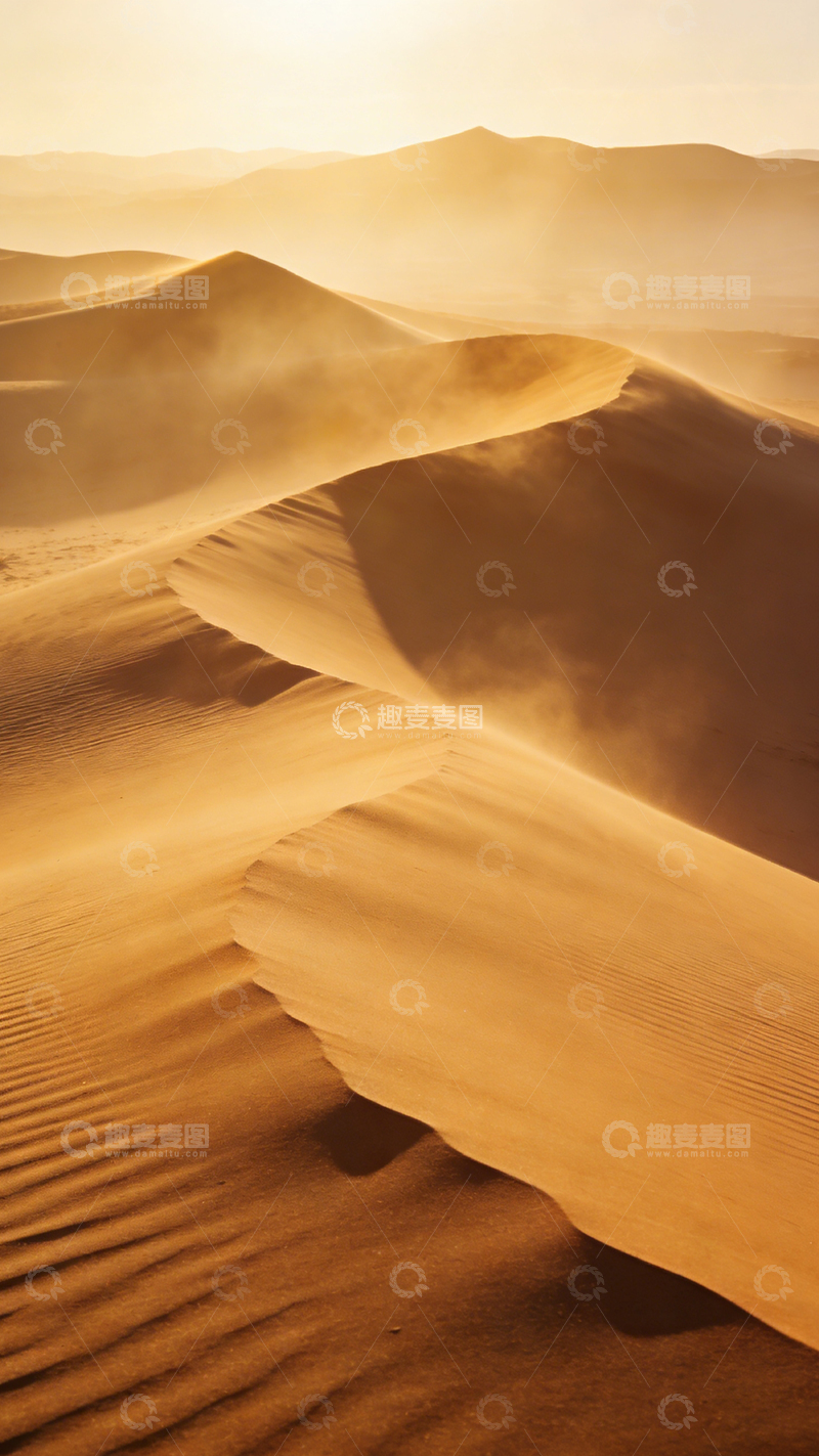 高清大图下载【趣麦麦图】沙漠晨曦光影沙丘风光摄影图片