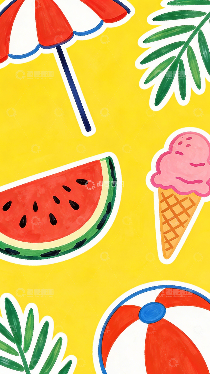 高清大图下载【趣麦麦图】夏日清凉插画设计素材