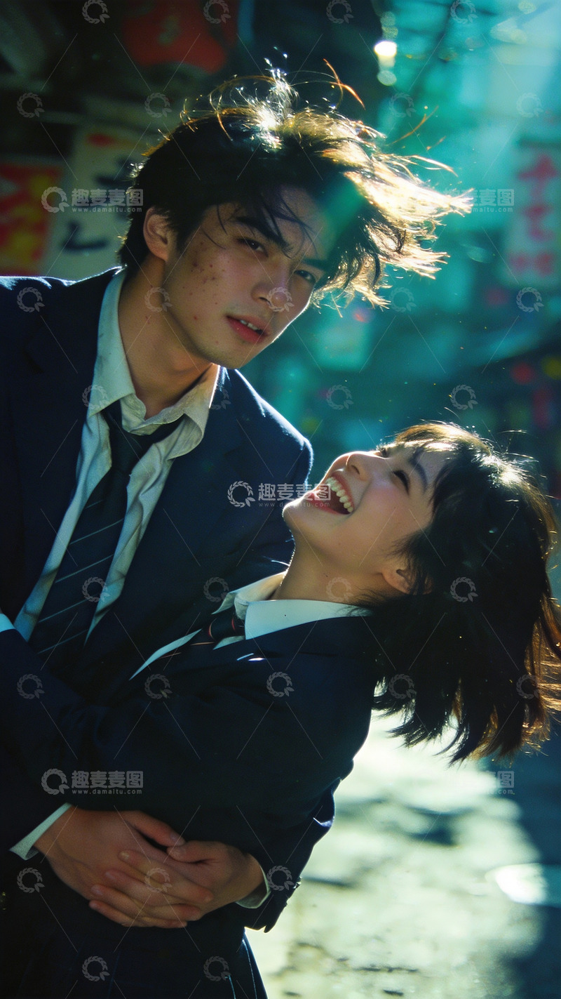 高清大图下载【趣麦麦图】昭和风格电影感高中情侣4