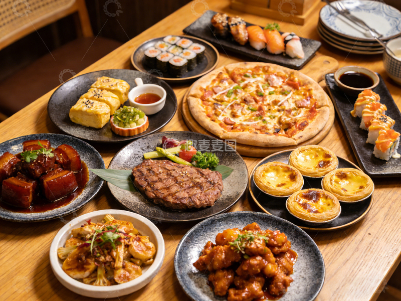 高清大图下载【趣麦麦图】【标题】：日式料理盛宴美食摄影图片