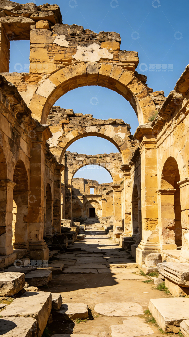 高清大图下载【趣麦麦图】古罗马遗迹拱门景观