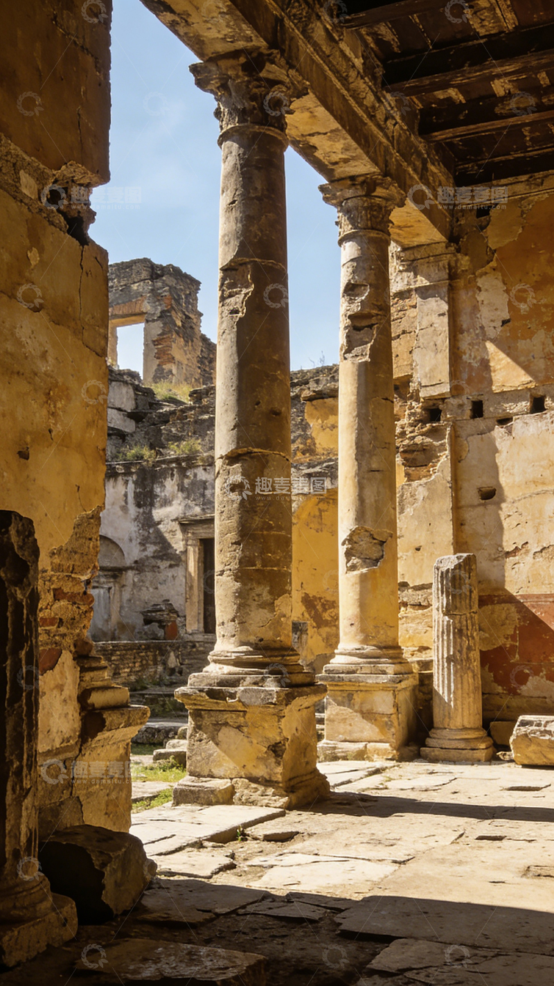 高清大图下载【趣麦麦图】古罗马遗迹石柱风光