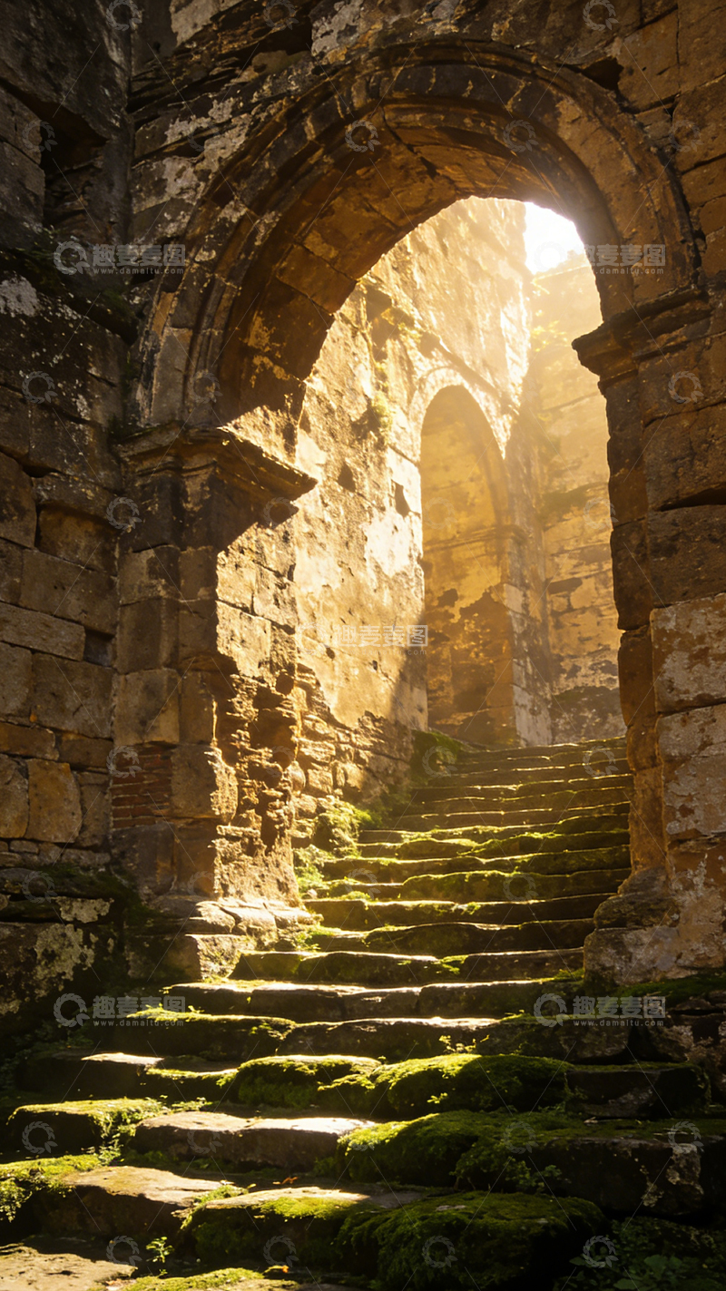 高清大图下载【趣麦麦图】古堡光影石阶
