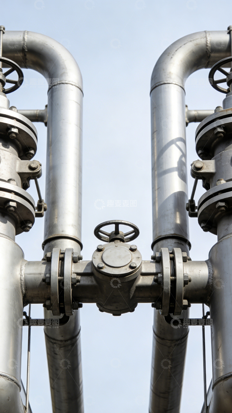高清大图下载【趣麦麦图】工业管道系统不锈钢阀门