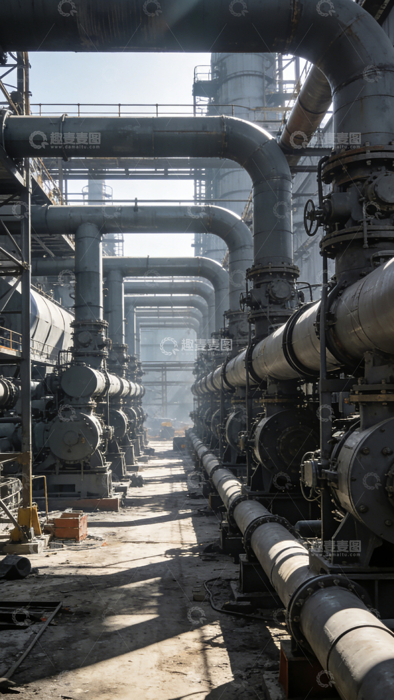 高清大图下载【趣麦麦图】工业区管道密布场景
