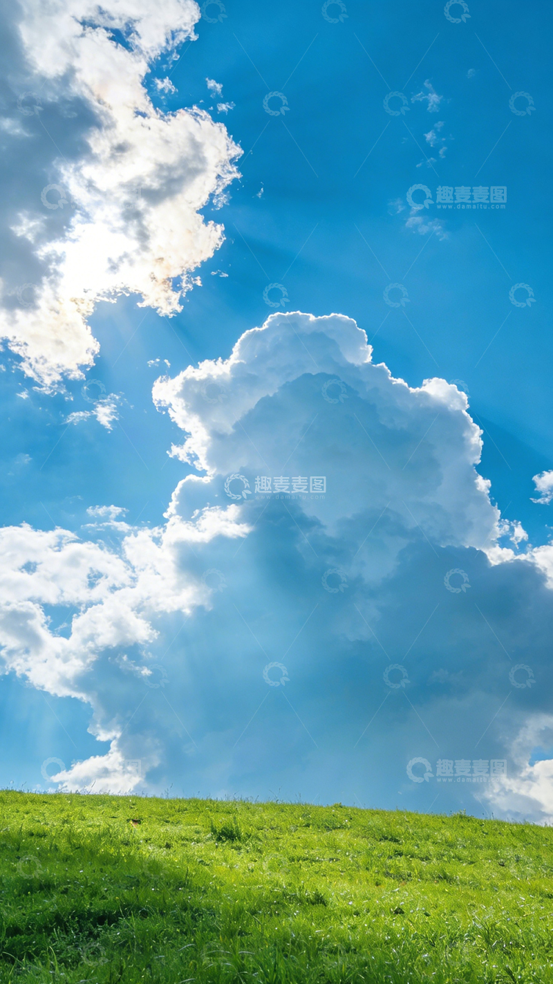 高清大图下载【趣麦麦图】蓝天白云草地风光
