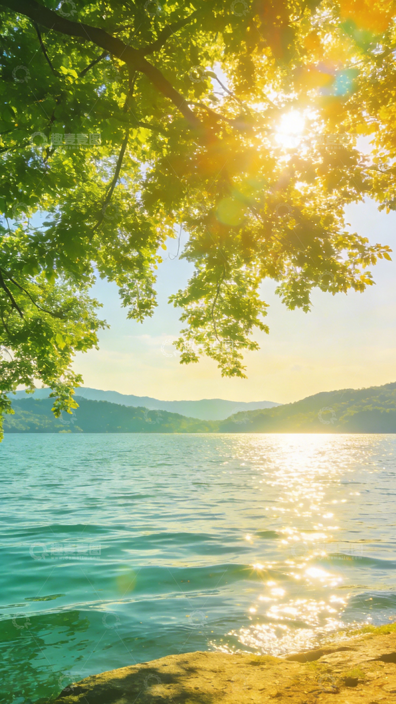 高清大图下载【趣麦麦图】湖光山色夕阳美景