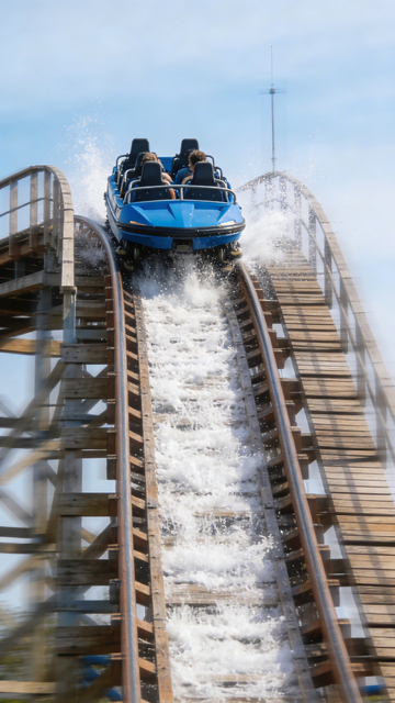 游乐园激流勇进瞬间