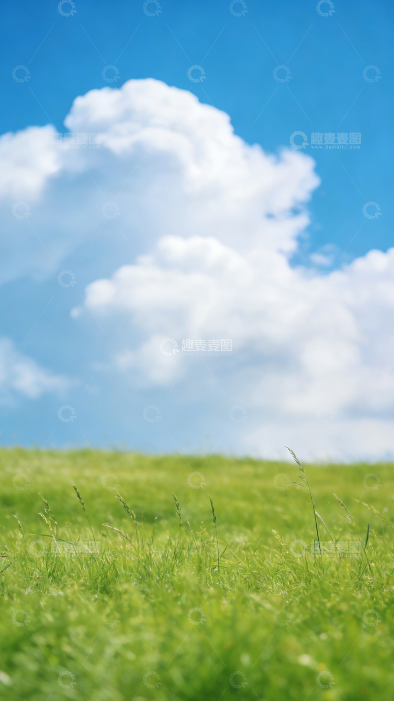 高清大图下载【趣麦麦图】蓝天白云绿草地自然风光