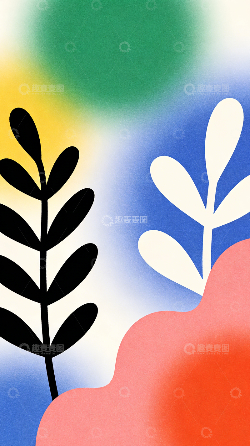 高清大图下载【趣麦麦图】抽象植物插画设计