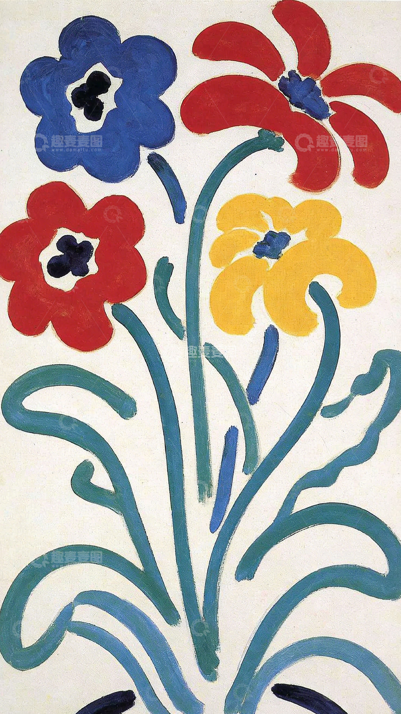 高清大图下载【趣麦麦图】色彩鲜艳抽象花卉图案