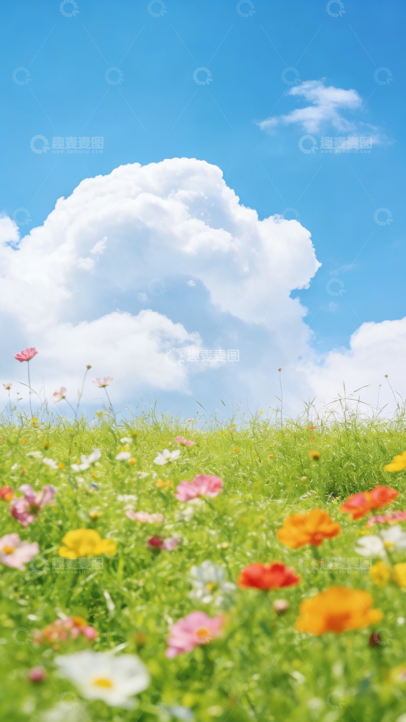高清大图下载【趣麦麦图】蓝天白云花海自然风光