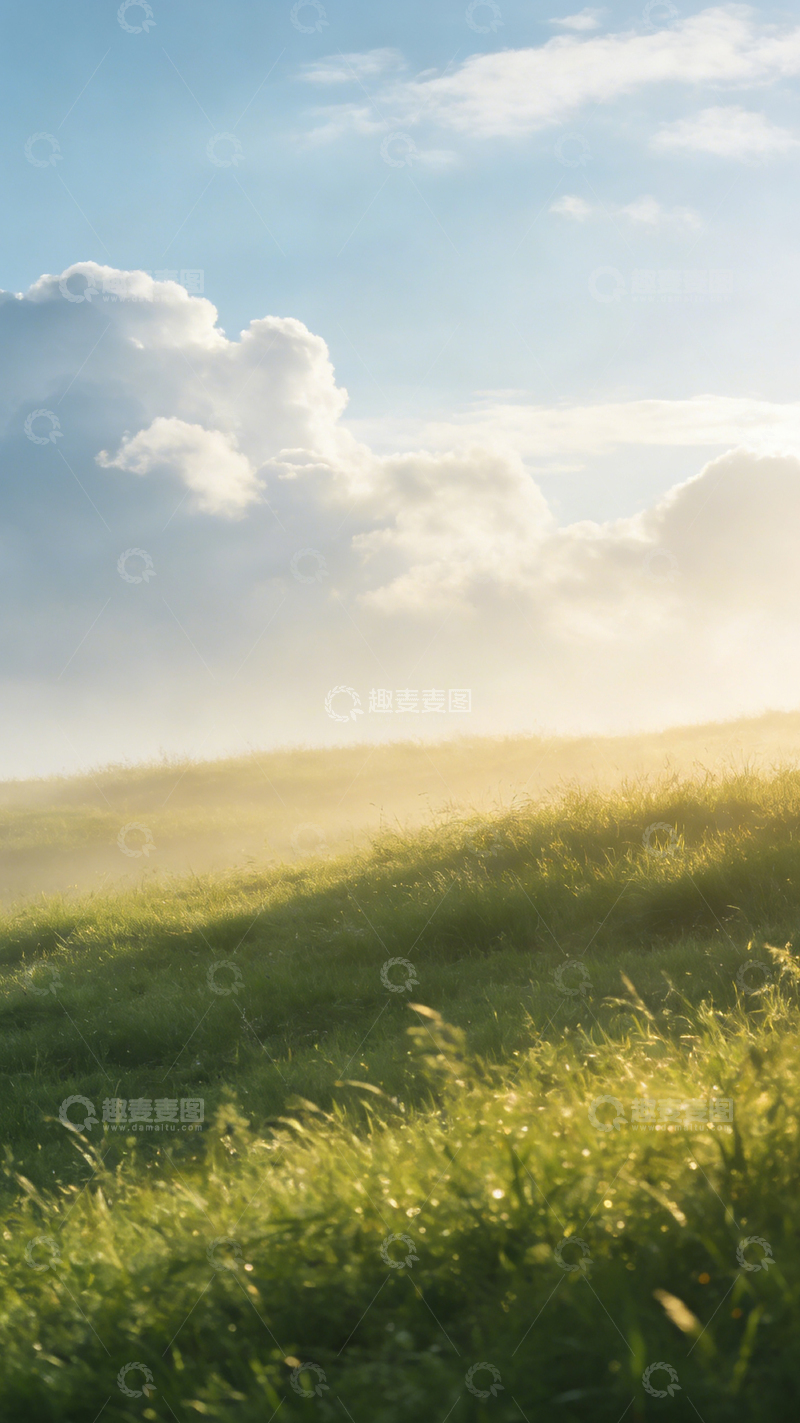 高清大图下载【趣麦麦图】晨曦草原光影美景