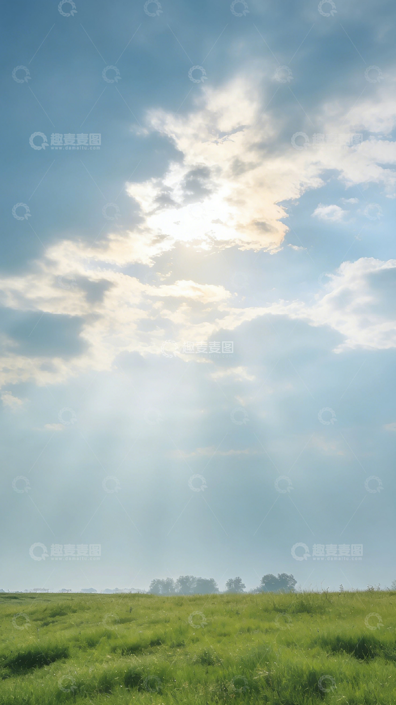 高清大图下载【趣麦麦图】蓝天白云绿草地自然风光