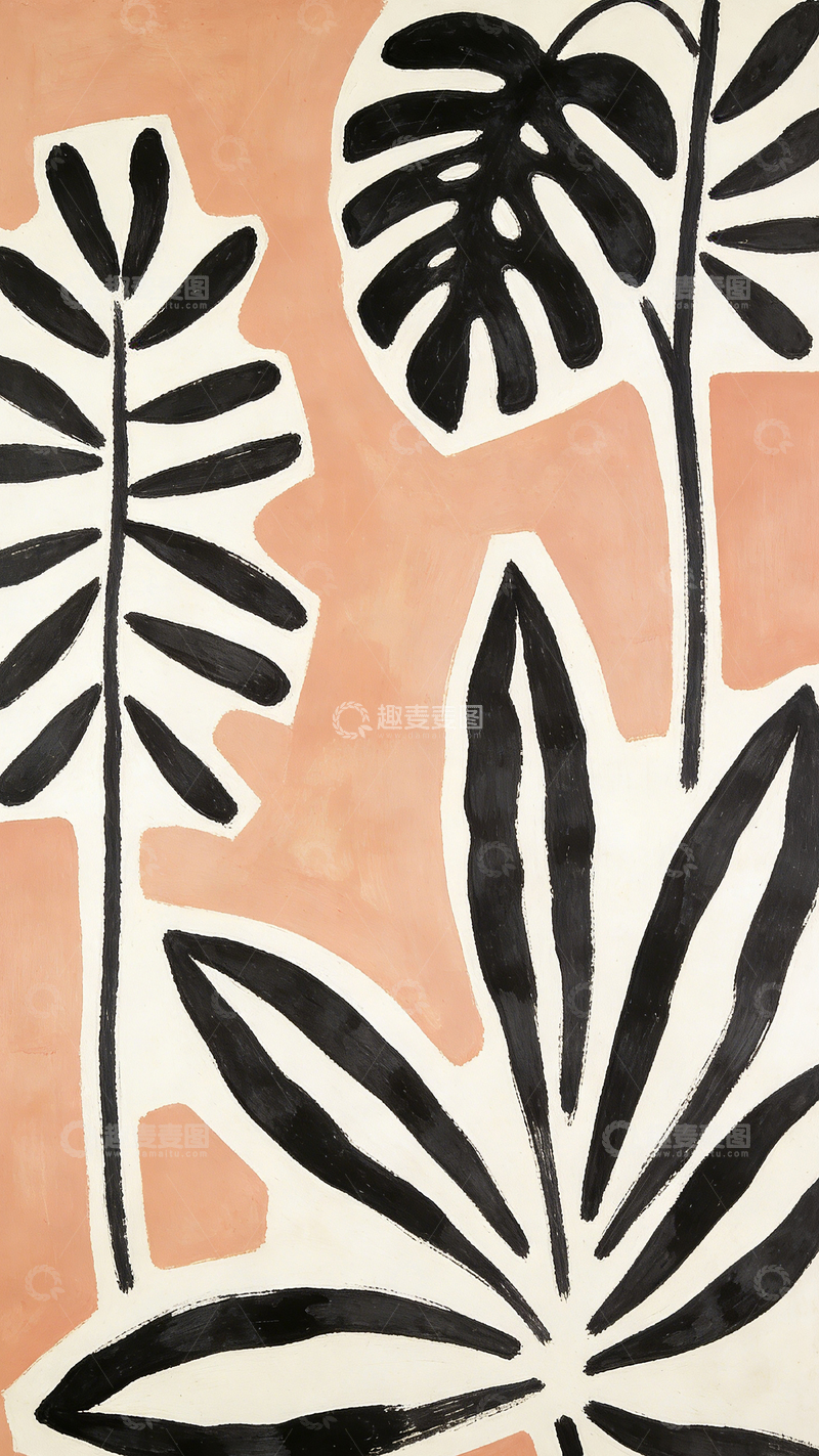 高清大图下载【趣麦麦图】抽象植物图案壁纸设计