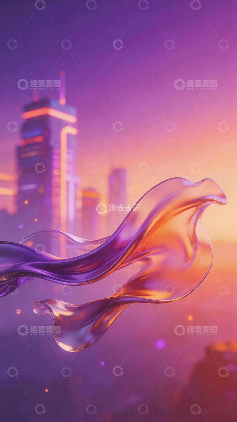 高清大图下载【趣麦麦图】梦幻城市流动光影艺术