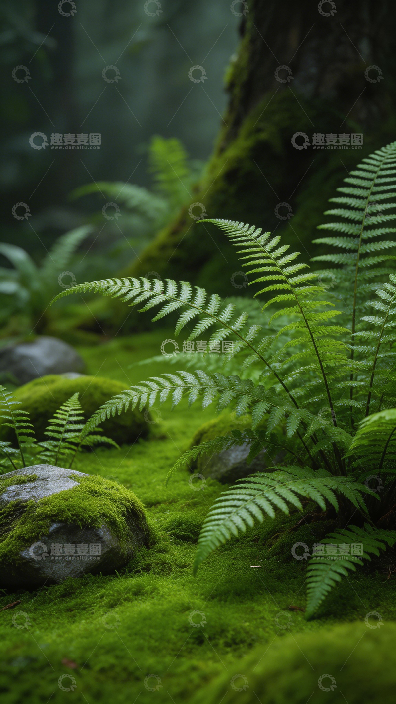 高清大图下载【趣麦麦图】森林绿意蕨类景观