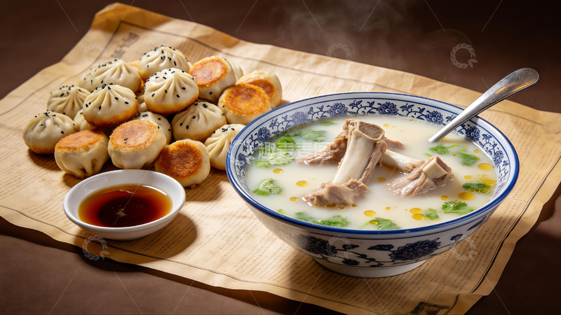 高清大图下载【趣麦麦图】中式美食小笼包浓汤