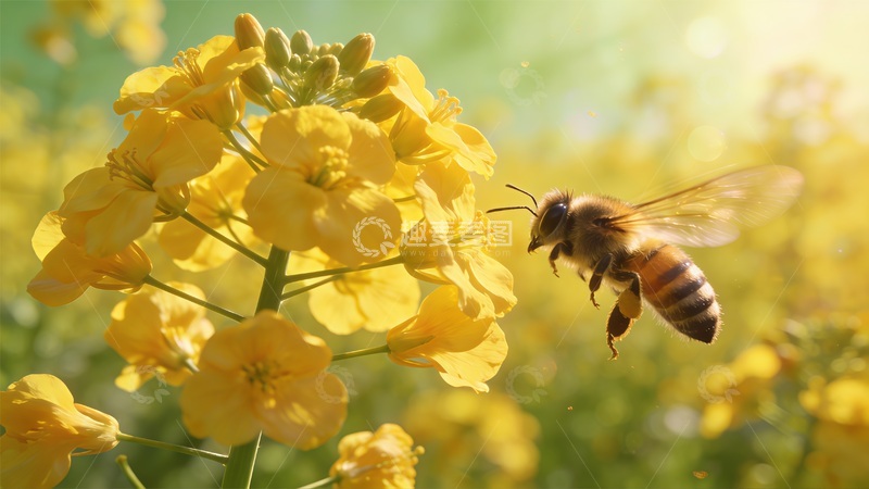 高清大图下载【趣麦麦图】蜜蜂采花春光美