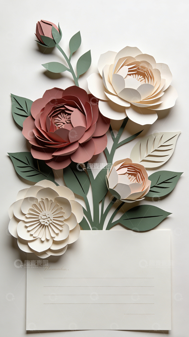 高清大图下载【趣麦麦图】纸艺花卉邀请函设计