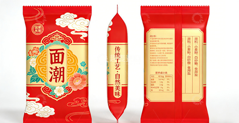 高清大图下载【趣麦麦图】红色中国风面食包装设计