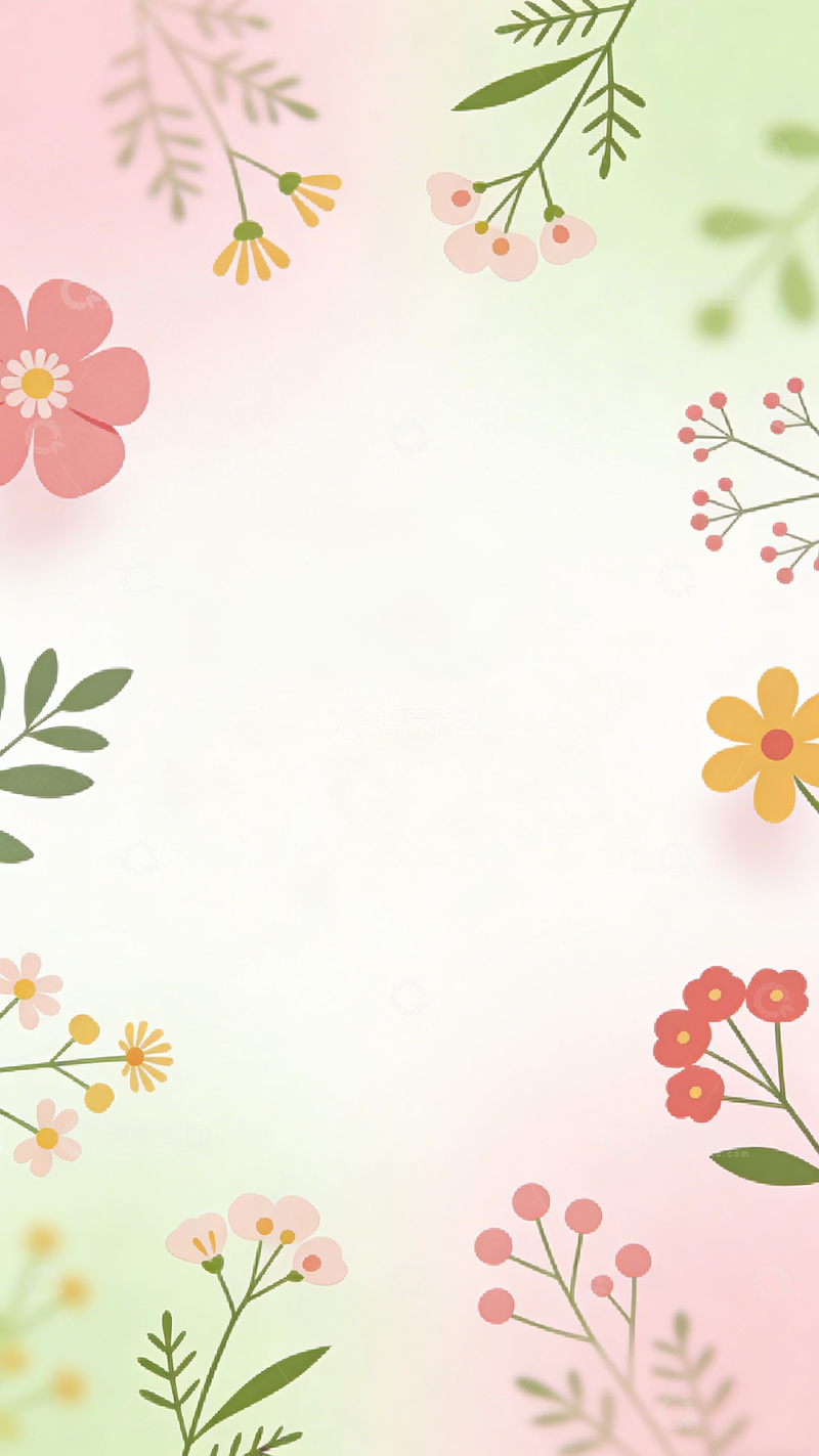 高清大图下载【趣麦麦图】清新花卉插画背景设计