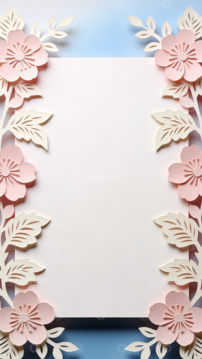 高清大图下载【趣麦麦图】剪纸花朵边框设计模板