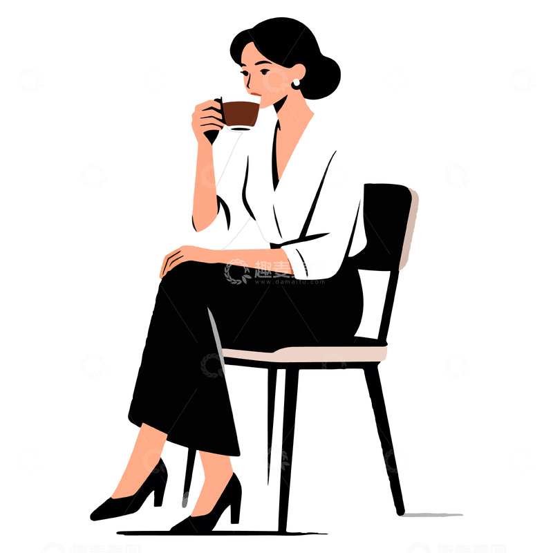 源文件下载【趣麦麦图】简约女性休闲插画