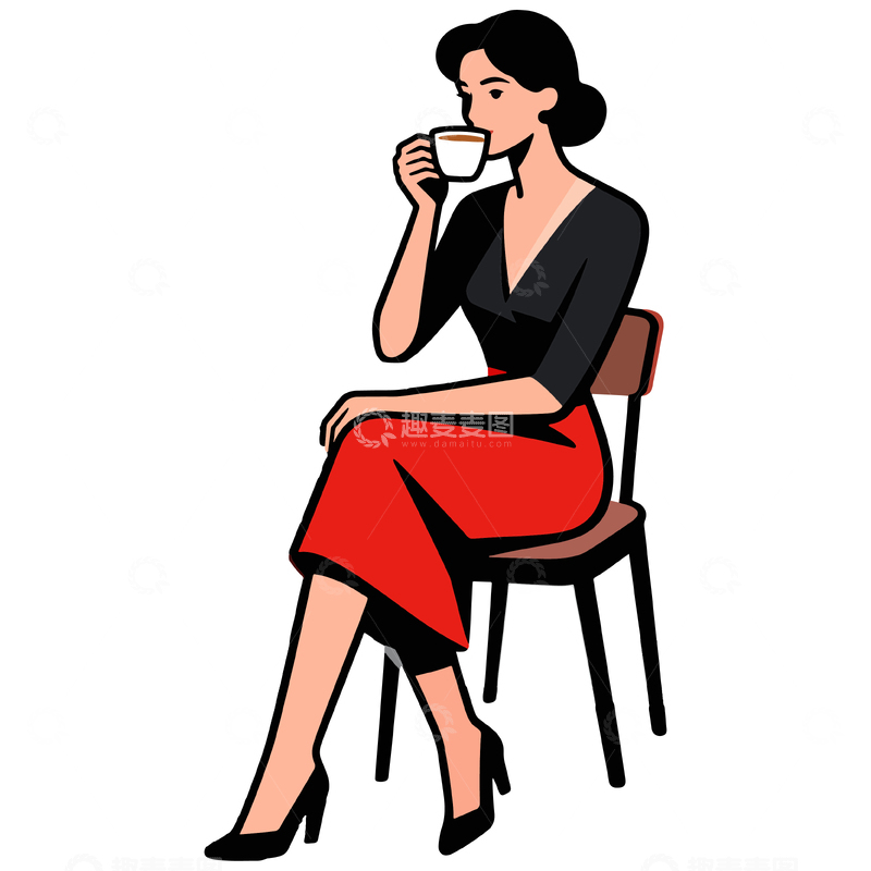 源文件下载【趣麦麦图】简约风格女性休闲插画