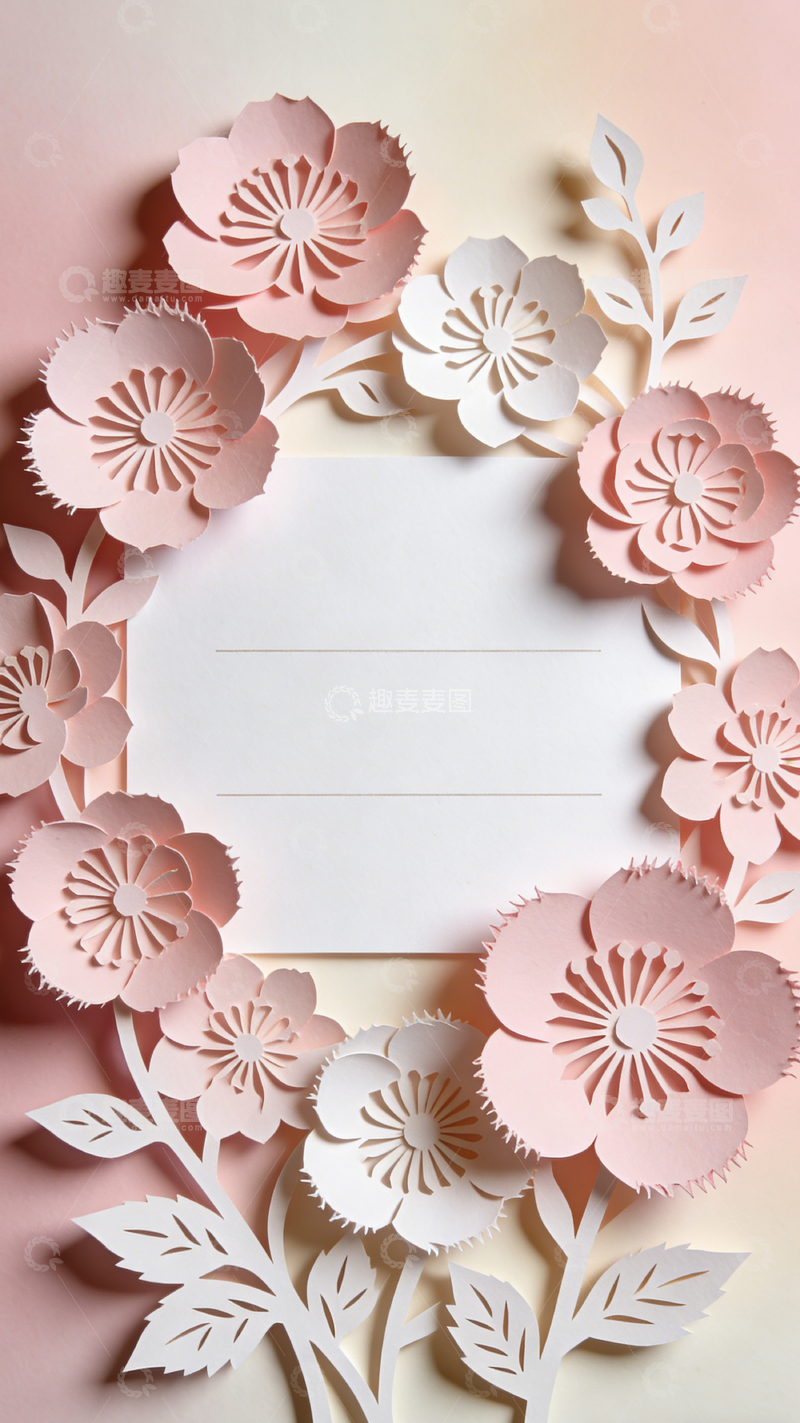 高清大图下载【趣麦麦图】纸艺花框温馨背景