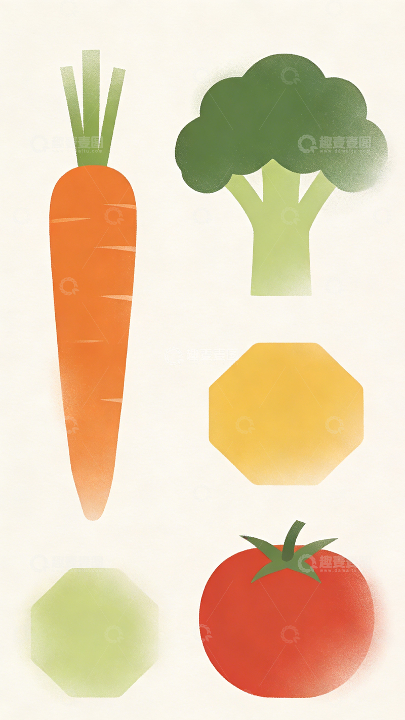 高清大图下载【趣麦麦图】简约风格蔬果插画设计素材