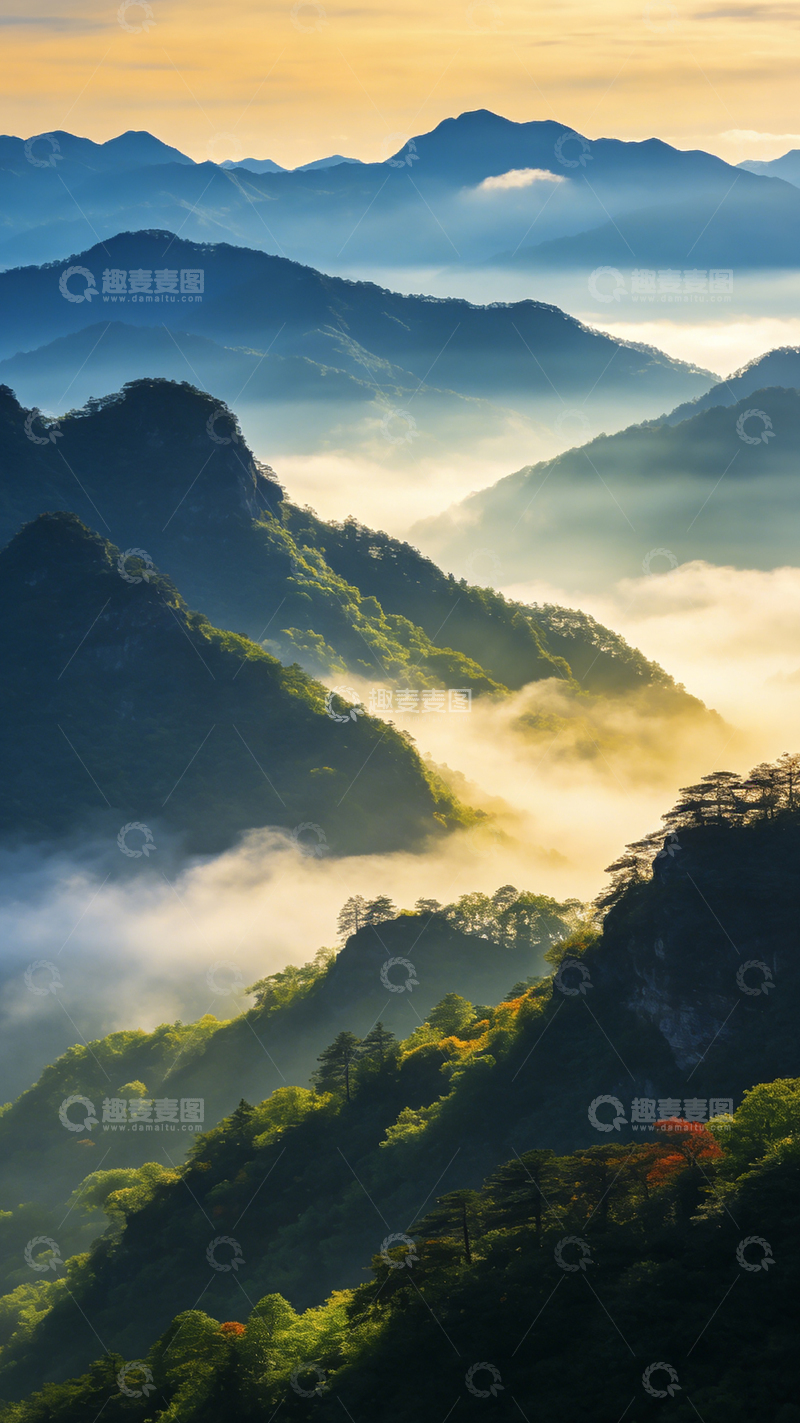 高清大图下载【趣麦麦图】山峦云海晨曦风光